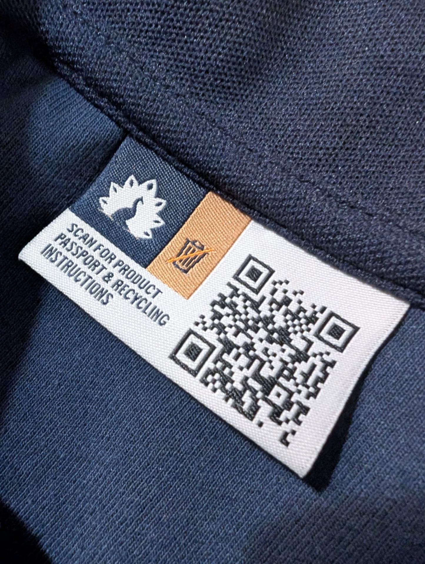 Proudd QR code label on workwear garment